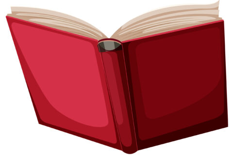 A red book on white background